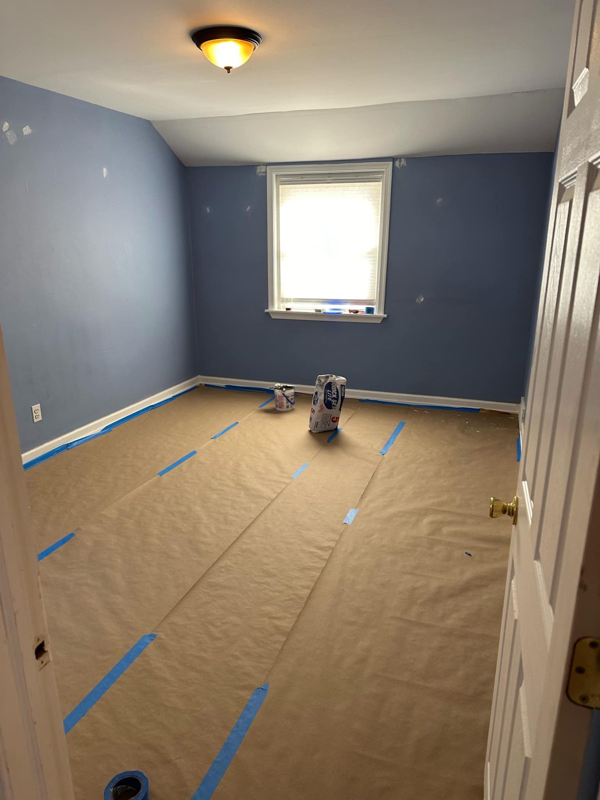 Interior bedroom painting and wall repair project